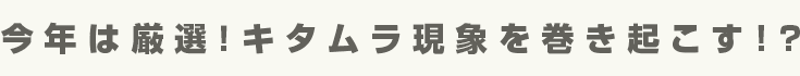 今年は厳選！キタムラ現象を巻き起こす!?